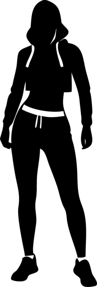 Silhouette of Woman in Sportswear Perfect for Fitness Tattoo or Stylish Design vector