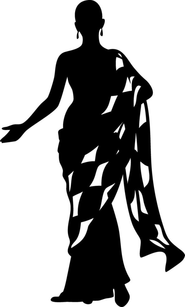 Silhouette of Woman in Traditional Dress for Art and Design Projects vector
