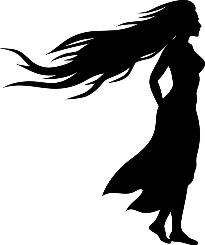 Silhouette of Woman with Flowing Hair Elegant Feminine Design for Art and Crafts vector