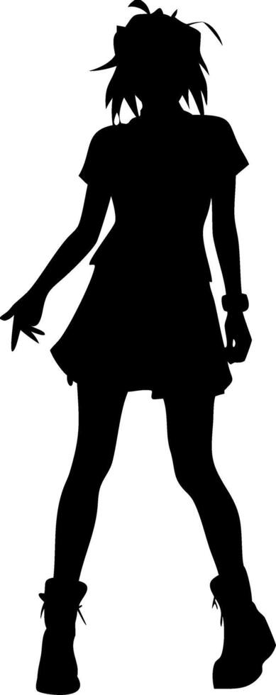 Silhouette of Young Woman in Stylish Dress for Creative Design Projects vector