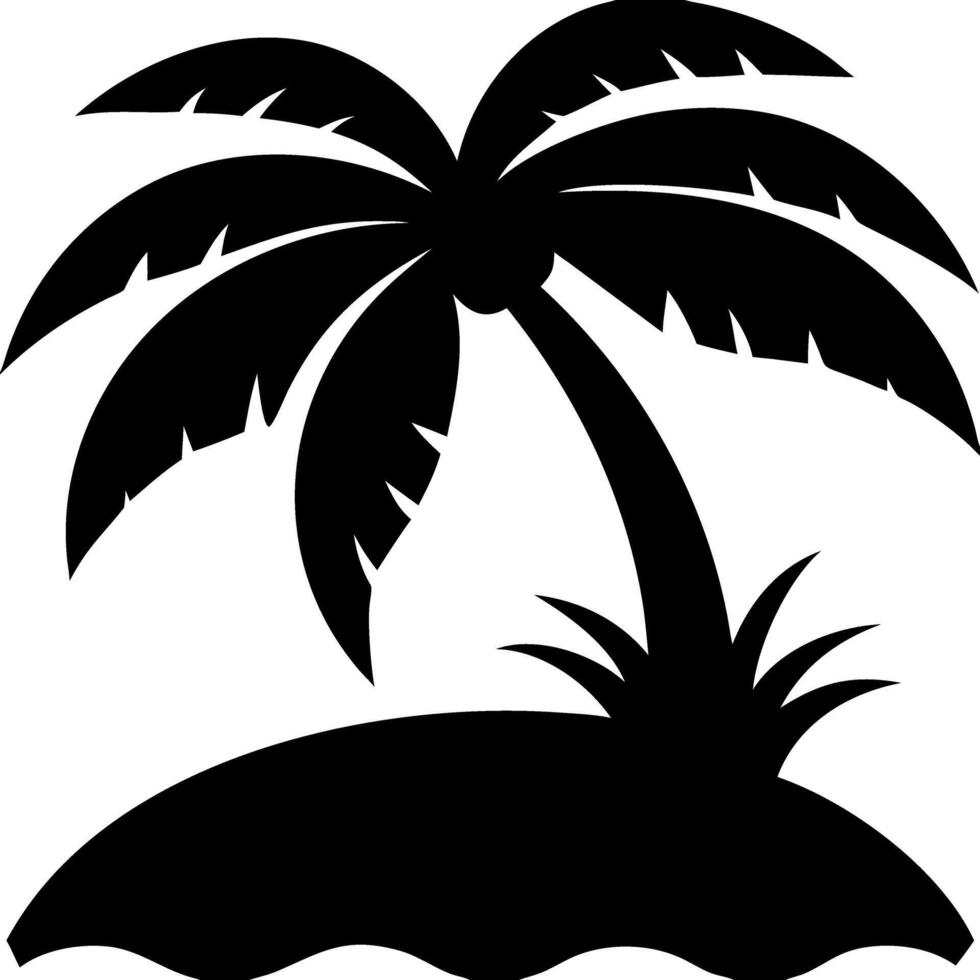 Silhouette Palm Tree on Island Illustration for Tropical Themes vector