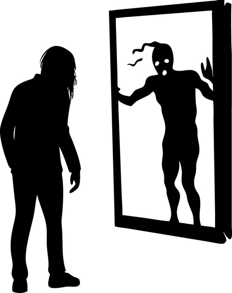 Silhouette Reflection Horror Concept Art for Halloween Decor and Book Illustrations vector