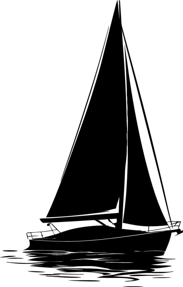 Silhouette Sailboat on Calm Sea Ideal for Nautical Decor and Graphic Design vector