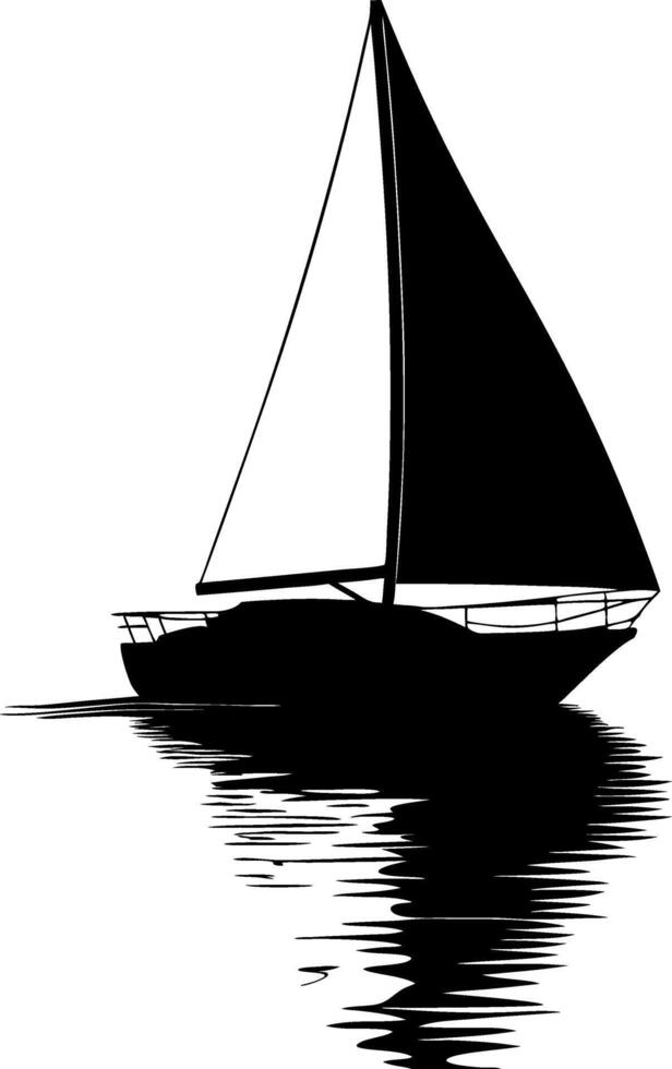 Silhouette Sailboat Reflected on Water Elegant Nautical Design vector