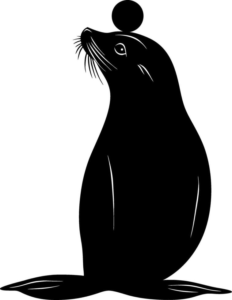 Silhouette Sea Lion Balancing Ball for Posters and Educational Materials vector