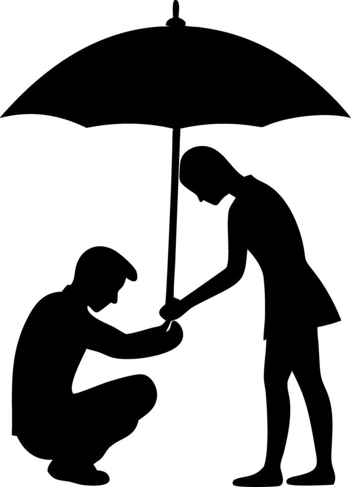 Silhouette Shelter Umbrella Compassion Concept Illustration for Charity and Support Projects vector
