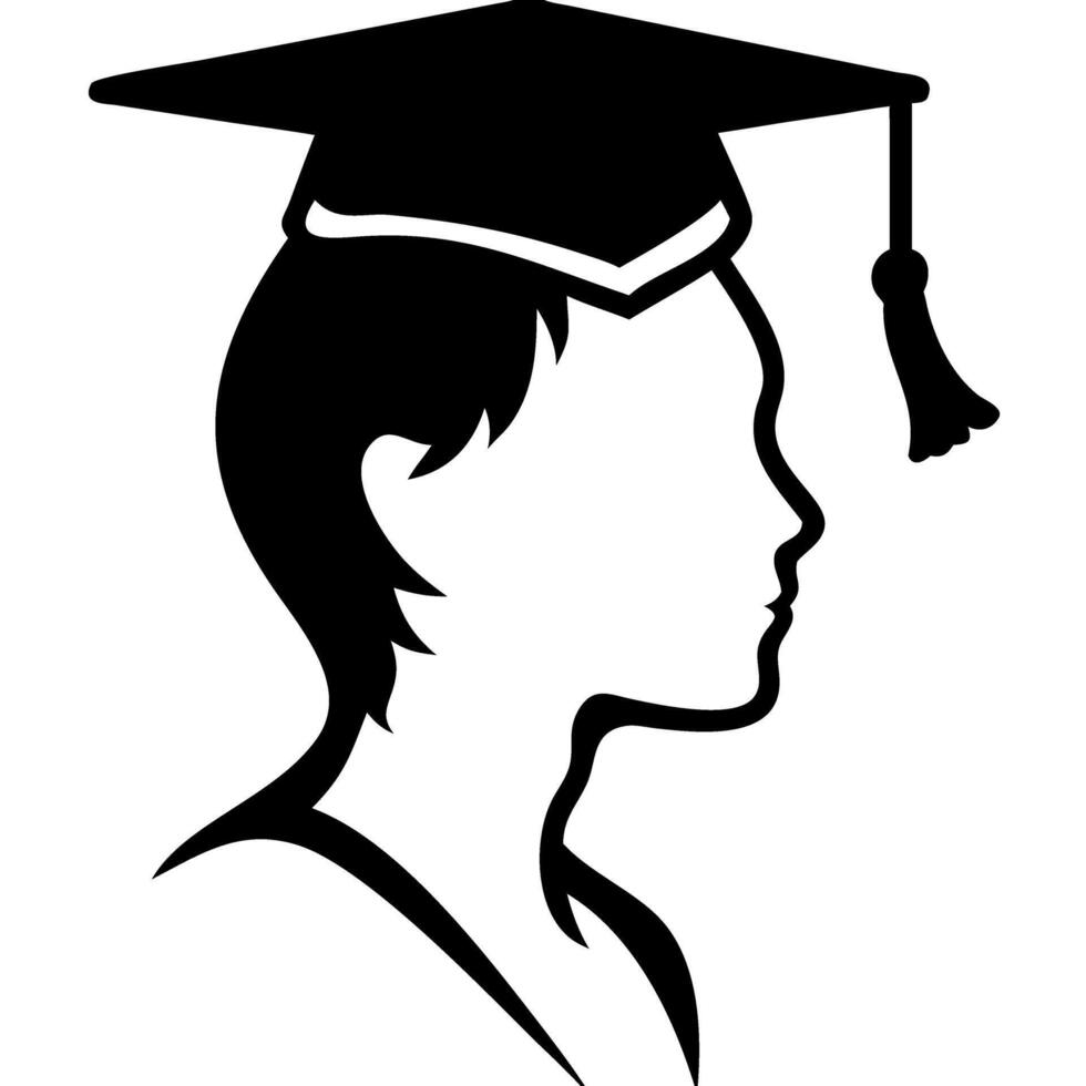 Silhouette Profile of Graduate Student with Cap Illustrating Academic Achievement vector