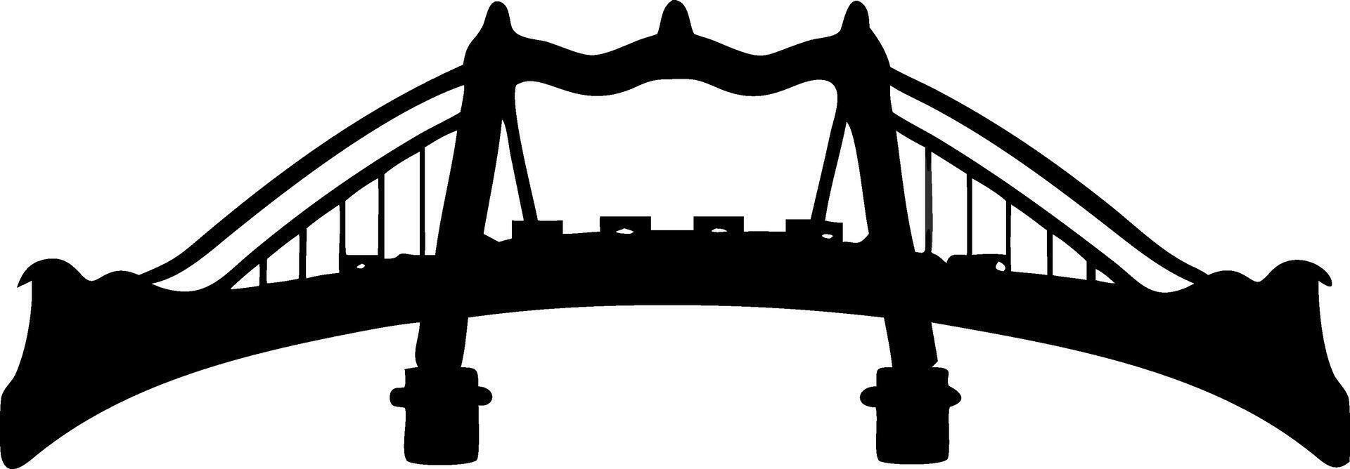 Silhouette Suspension Bridge Illustration Design vector