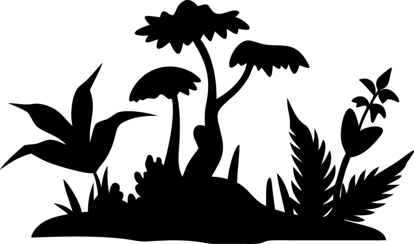 Silhouette Tropical Jungle Plants Art for Nature Illustrations and Design Projects vector