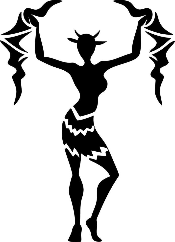 Silhouette Tribal Dancer with Horns for Tattoo or Illustration Design vector