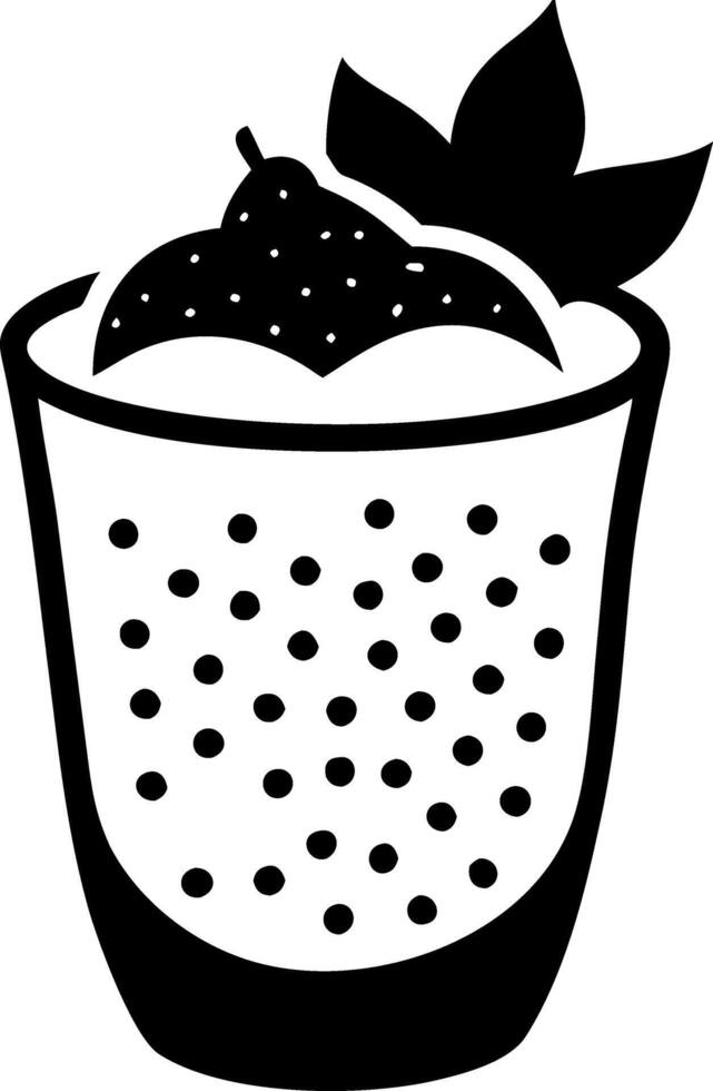 Silhouette Dessert Glass with Berry and Mint Leaves Design vector