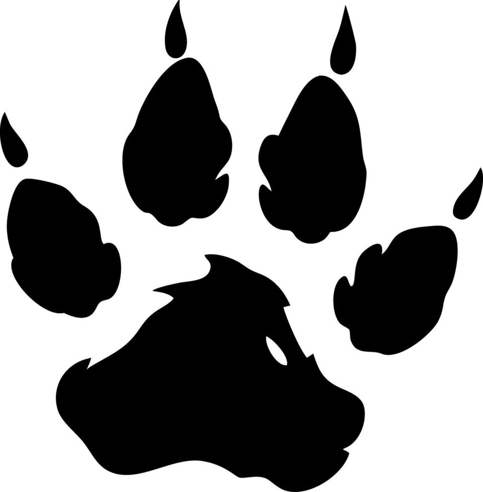 Silhouette Wolf Paw Print Art for Tattoos and Graphic Design vector