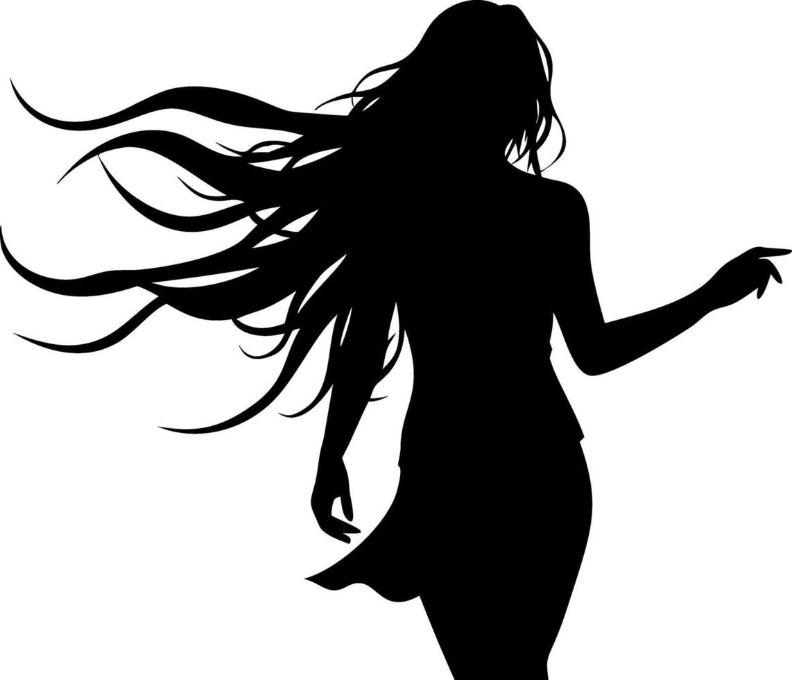 Silhouette Woman Flowing Hair for Design and Artistic Projects vector