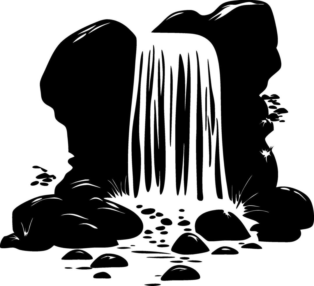 Simplistic Black Waterfall Illustration for Nature Designs vector