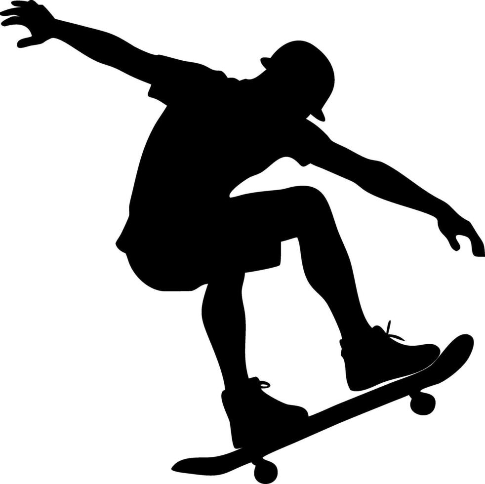 Skateboarder Silhouette Performing Jump Action Perfect for Designs vector