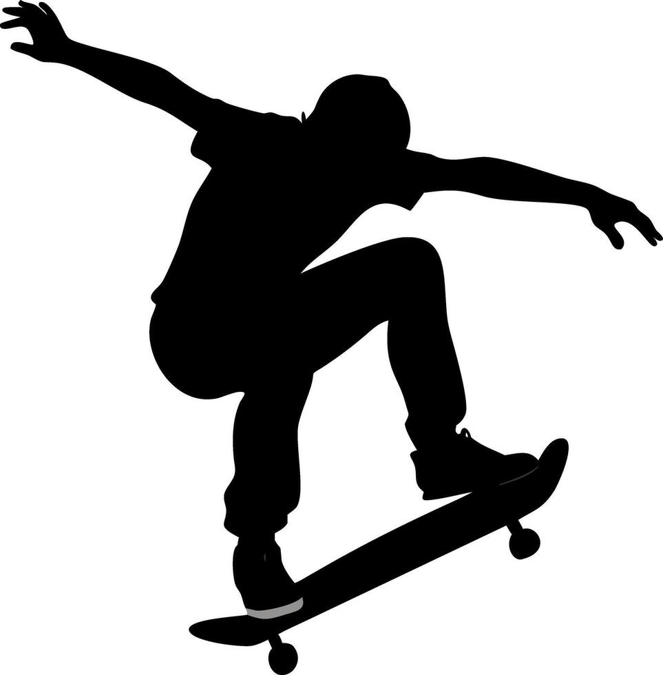 Skateboarder Jump Silhouette Art for Extreme Sports and Urban Design vector