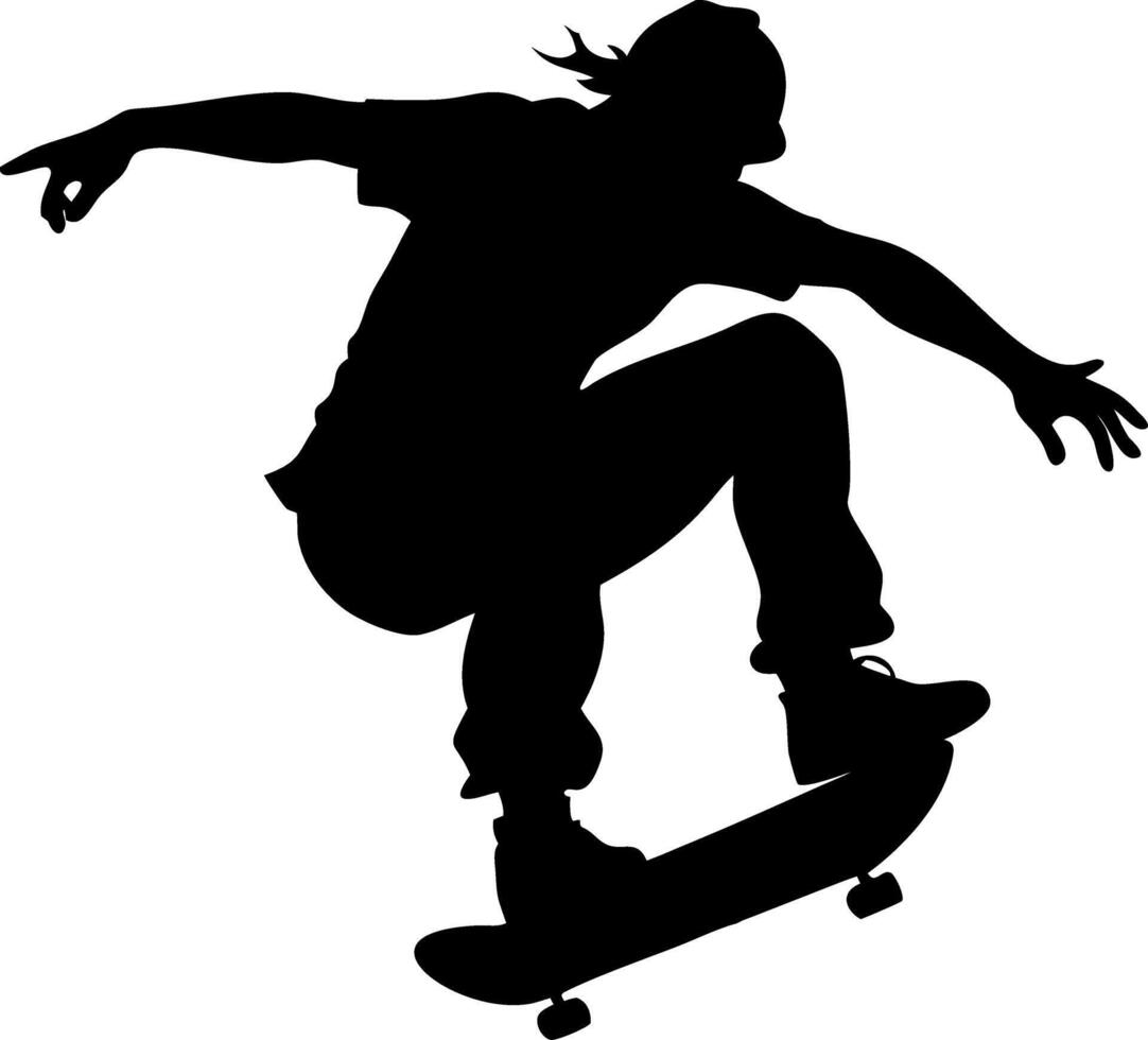 Skateboarding Silhouette Performing Trick Illustration vector