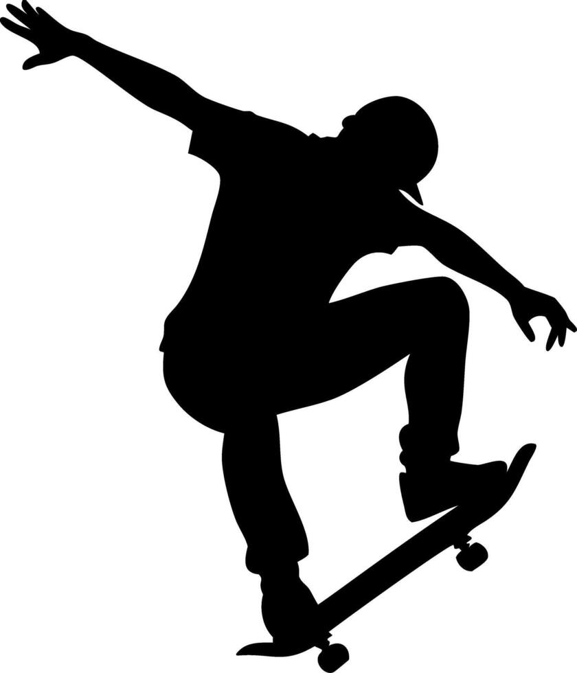 Skateboarder Silhouette Performing Trick Art for Design and Illustration vector