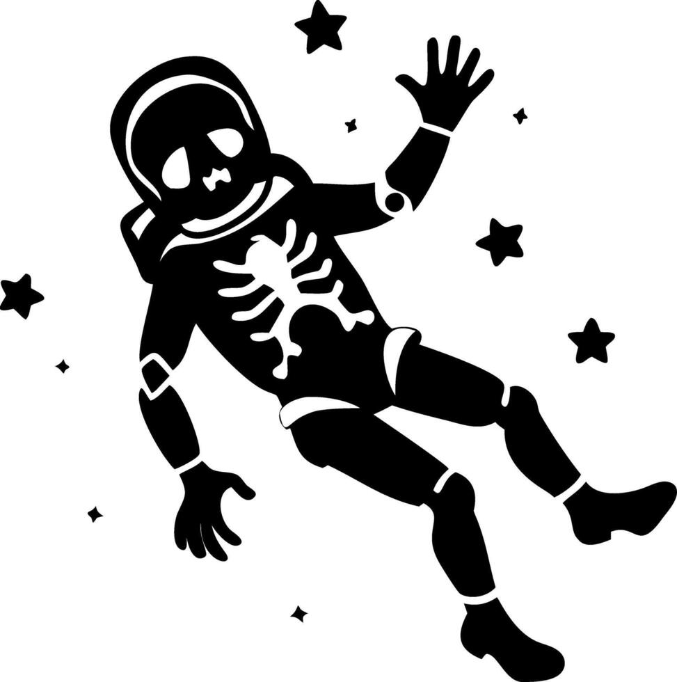 Skeleton Astronaut Floating in Space Illustration for Halloween Designs vector