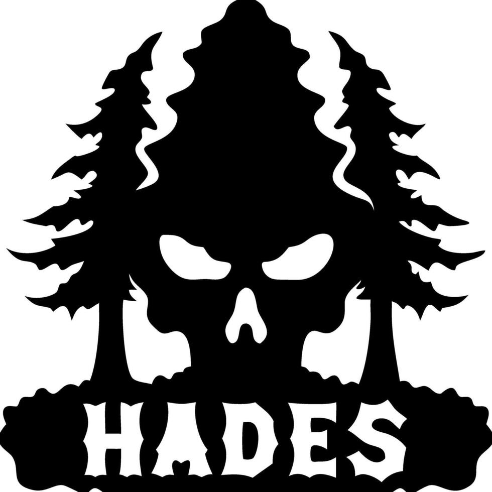Skull and Trees Dark Forest Design for Tattoo and Graphic Art vector