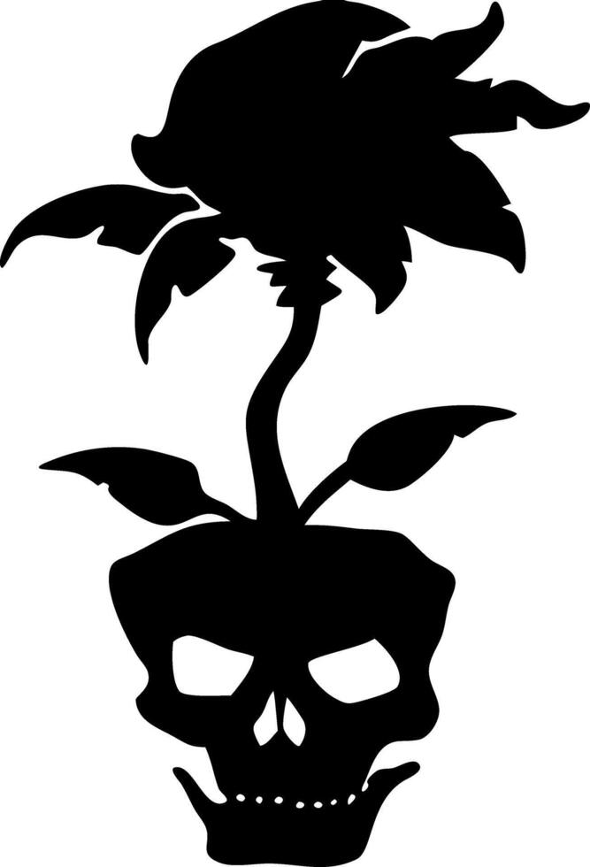 Skull with Blooming Flower for Tattoos and Graphic Design vector