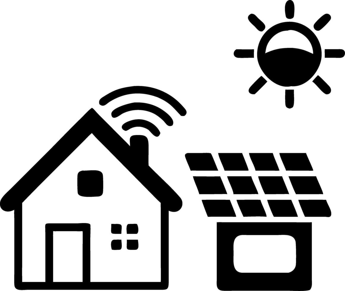 Smart Home Solar Energy Concept for Sustainable Living Illustrations vector