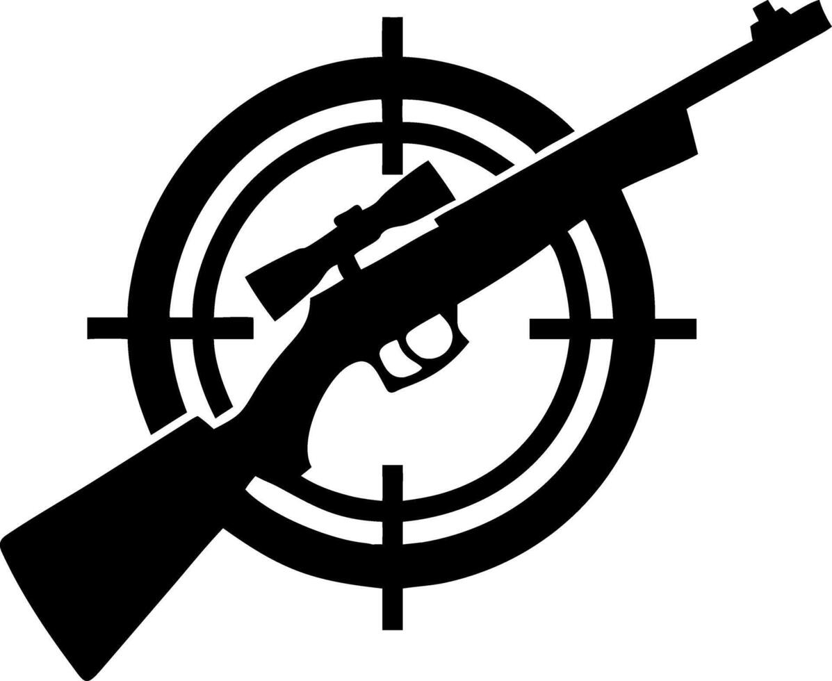 Sniper Rifle Silhouette with Target Overlay for Shooting Sports and Hunting vector