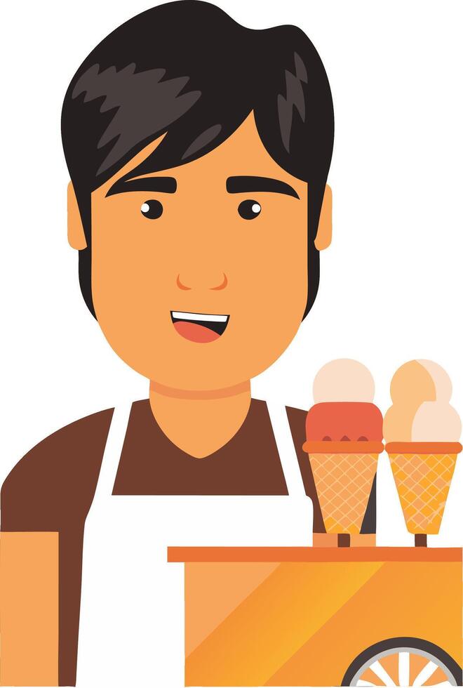 Smiling Ice Cream Vendor Character for Food Cart Illustrations and Advertisements vector