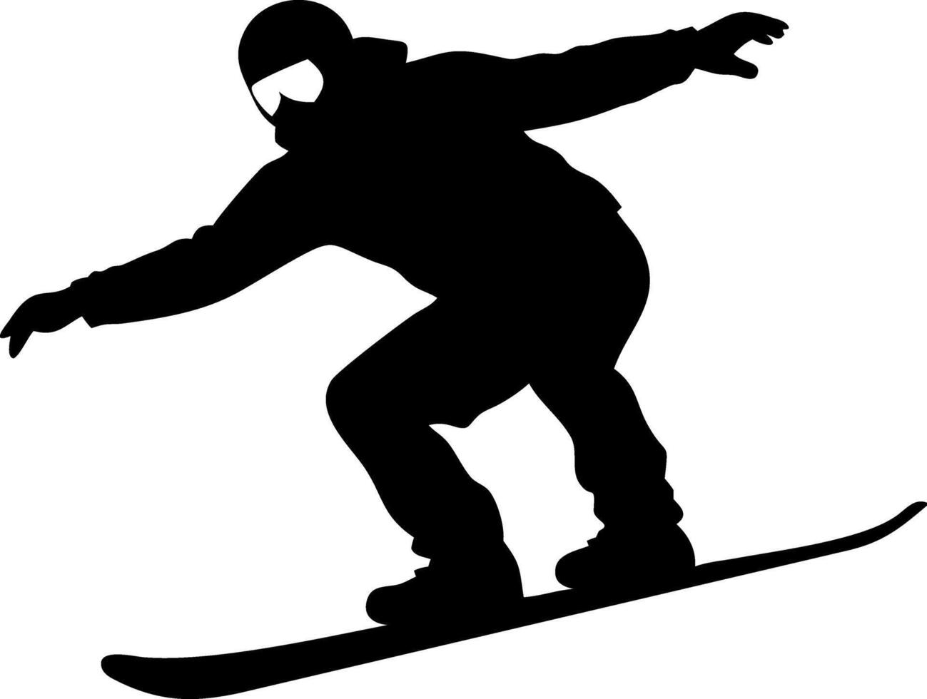 Snowboarder Silhouette Performing Dynamic Jumping Stunt for Winter Sports Designs vector