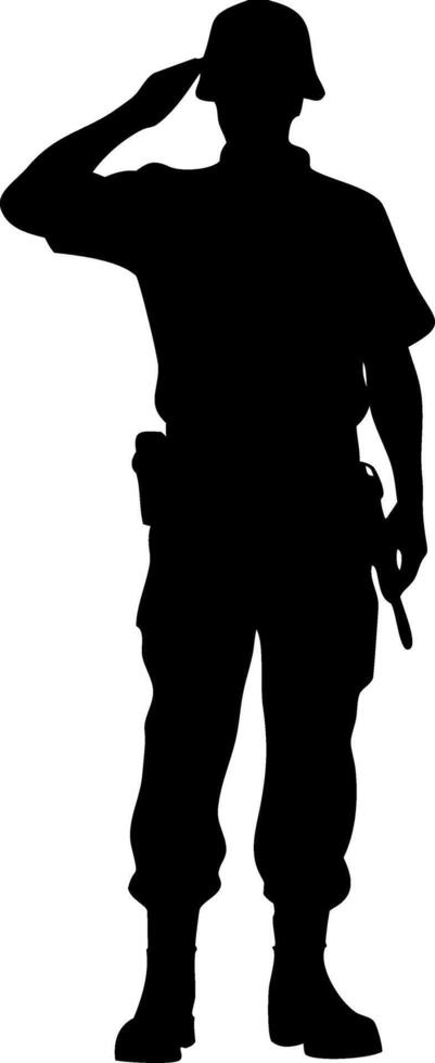Soldier Silhouette Saluting Military Honor Illustration vector