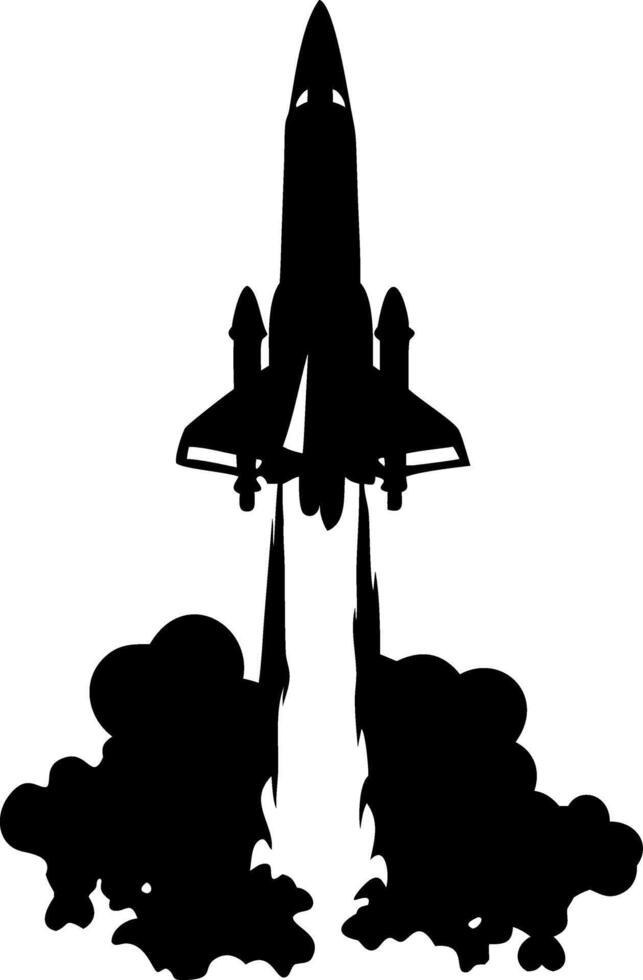 Space Shuttle Launch Silhouette Illustration for Posters and Educational Materials vector