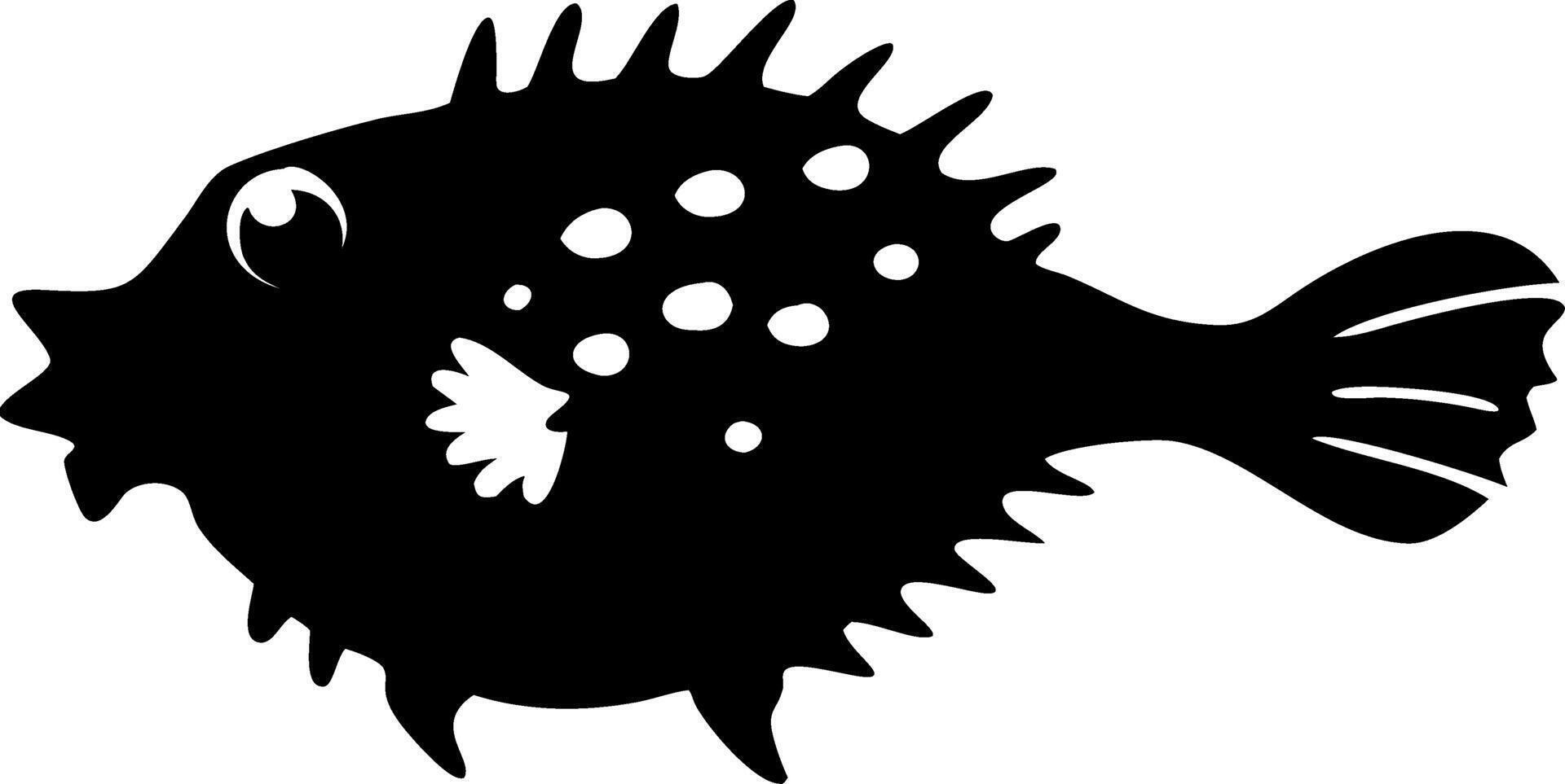 Spiky Fish Silhouette Illustration for Marine Themed Artwork vector