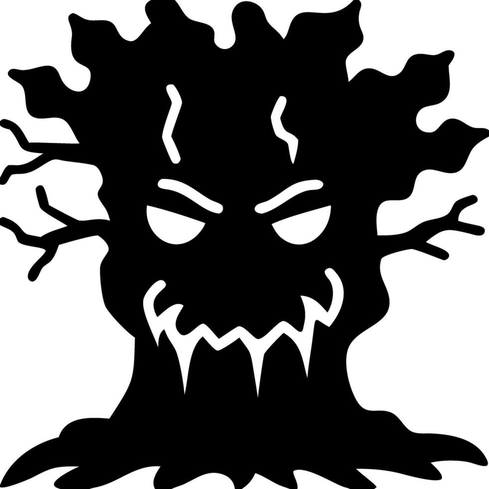 Spooky Angry Tree Silhouette for Halloween Decorations and Designs vector