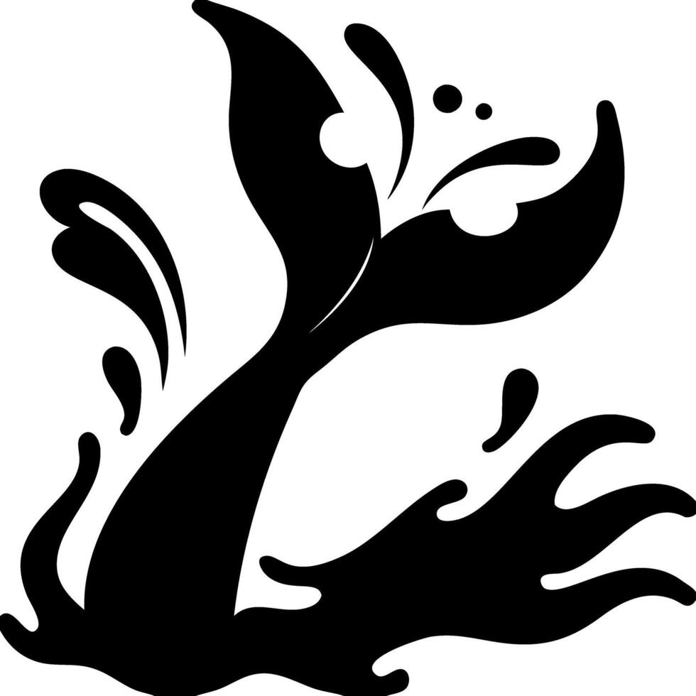 Splashing Whale Tail Silhouette Art for Nautical Tattoos and DIY Crafts vector