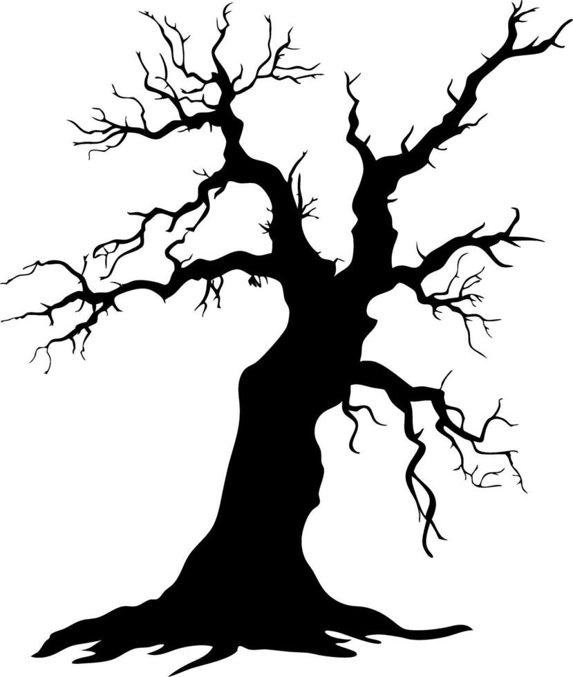 Spooky Bare Tree Silhouette for Halloween Designs and Art Projects vector