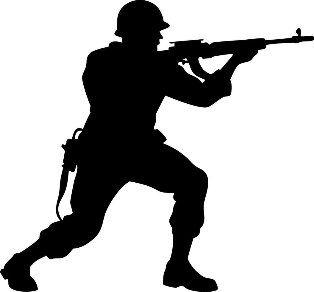 Soldier Silhouette with Rifle Illustration for Military Design and Graphics vector