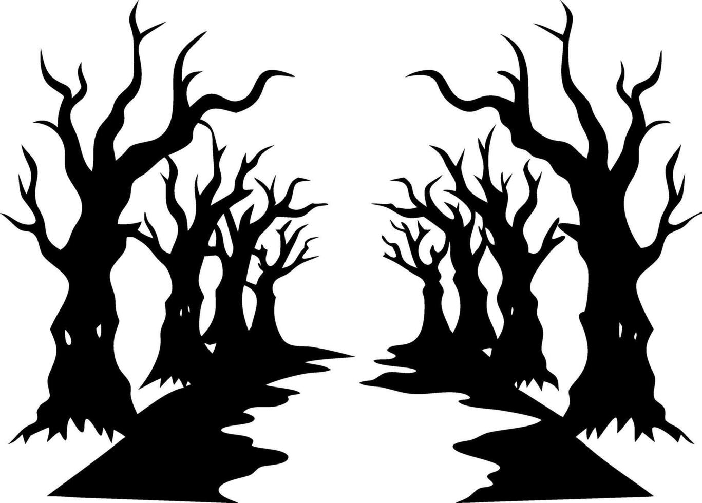 Spooky Forest Silhouette Artwork for Halloween Design and Decoration vector