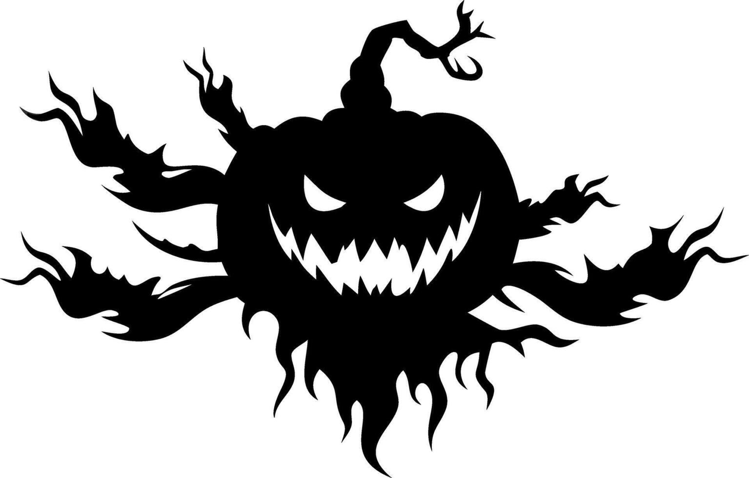 Spooky Jack-O-Lantern Silhouette with Flames for Halloween Graphics and Decorations vector