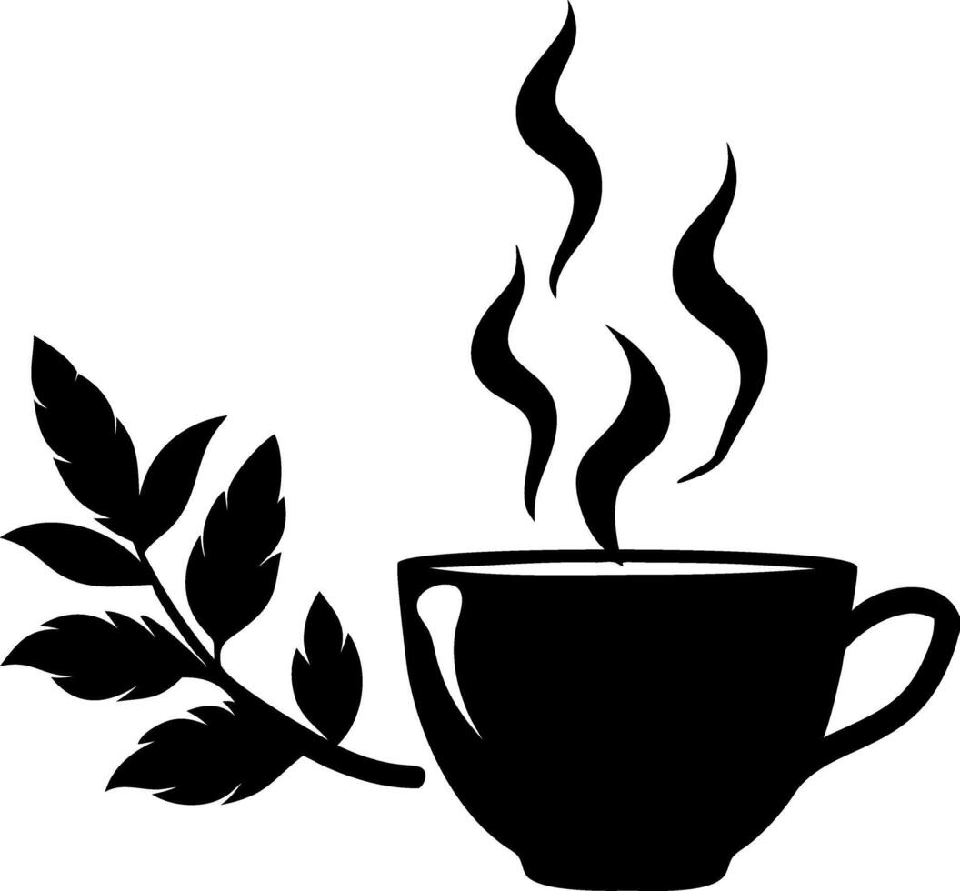 Steaming Coffee Cup with Leaf Illustration for Art and Decor Design vector