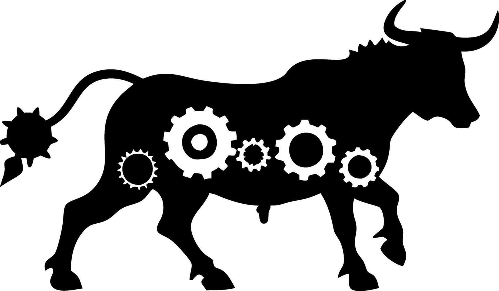 Steampunk Bull Silhouette with Mechanical Gears for Design and Artwork vector