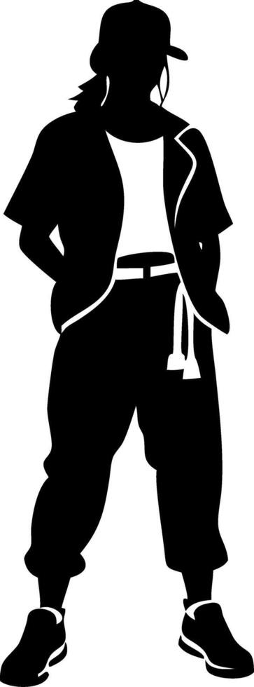 Streetwear Silhouette of Casual Style with Hat and Hands in Pockets vector