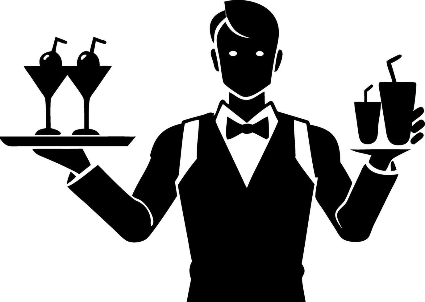 Stylish Bartender Serving Cocktails and Drinks for Menu Design and Hospitality Theme vector