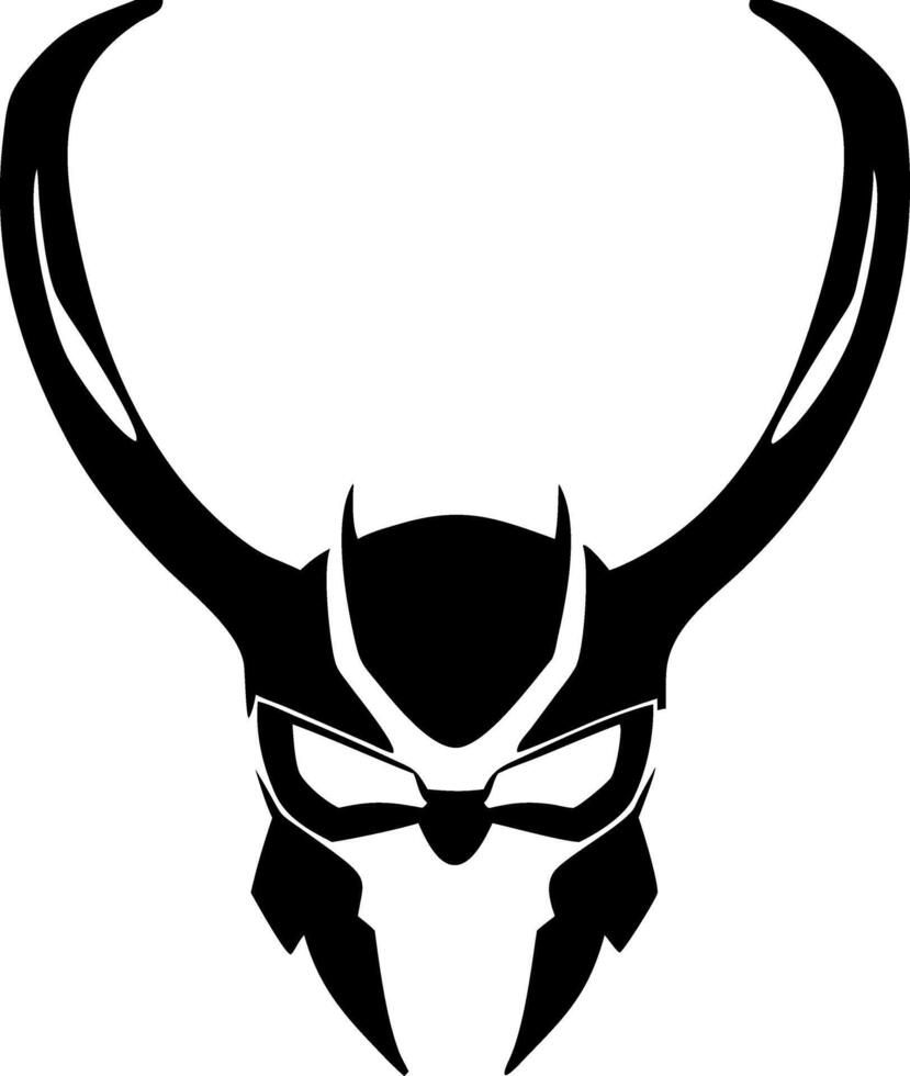 Stylized Antlered Warrior Helmet for Tattoo and Graphic Design vector