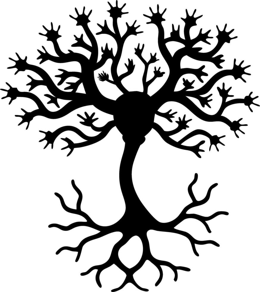Stylized Neuron Tree Silhouette for Science Illustration and Tattoo Art vector