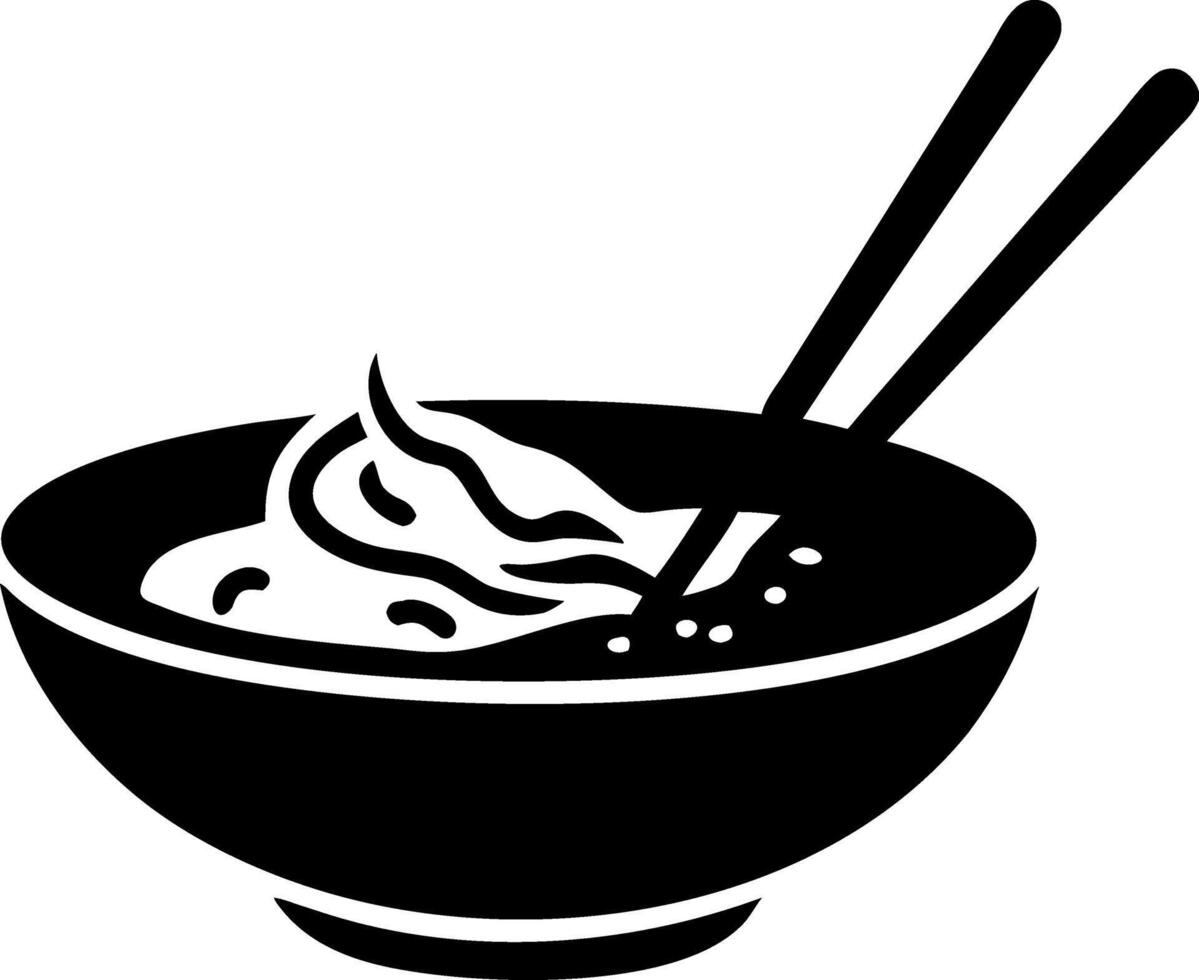 Stylized Noodle Bowl with Chopsticks for Asian Cuisine Designs vector