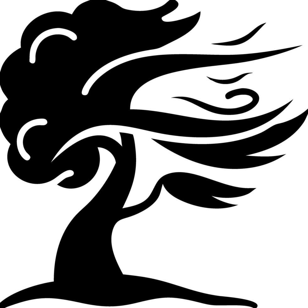 Stylized Windblown Tree Silhouette Art for Creative Design Projects vector