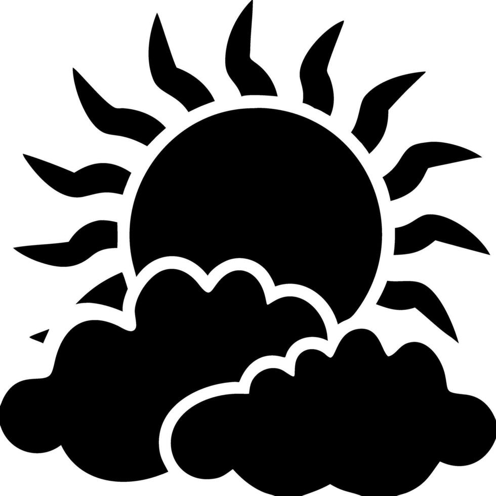 Sun and Clouds Silhouette for Weather App and Graphic Design vector