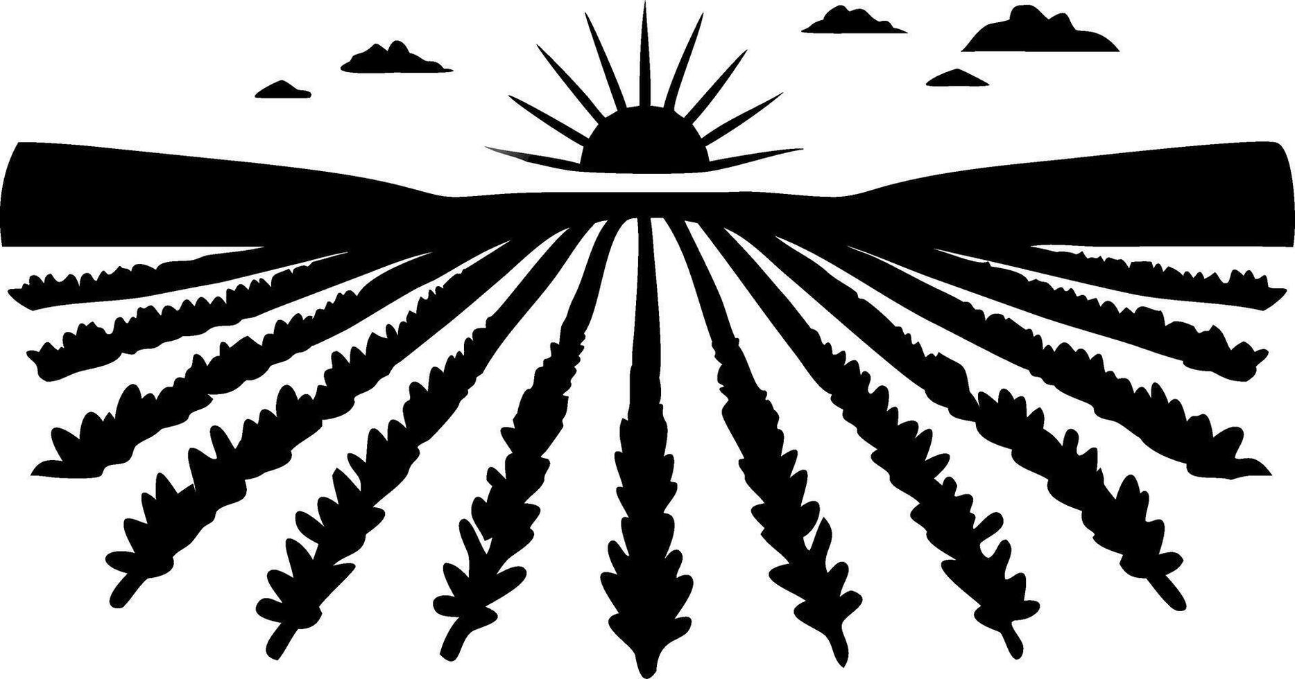 Sunrise Over Agricultural Field Illustration Suitable for Designs and Prints vector