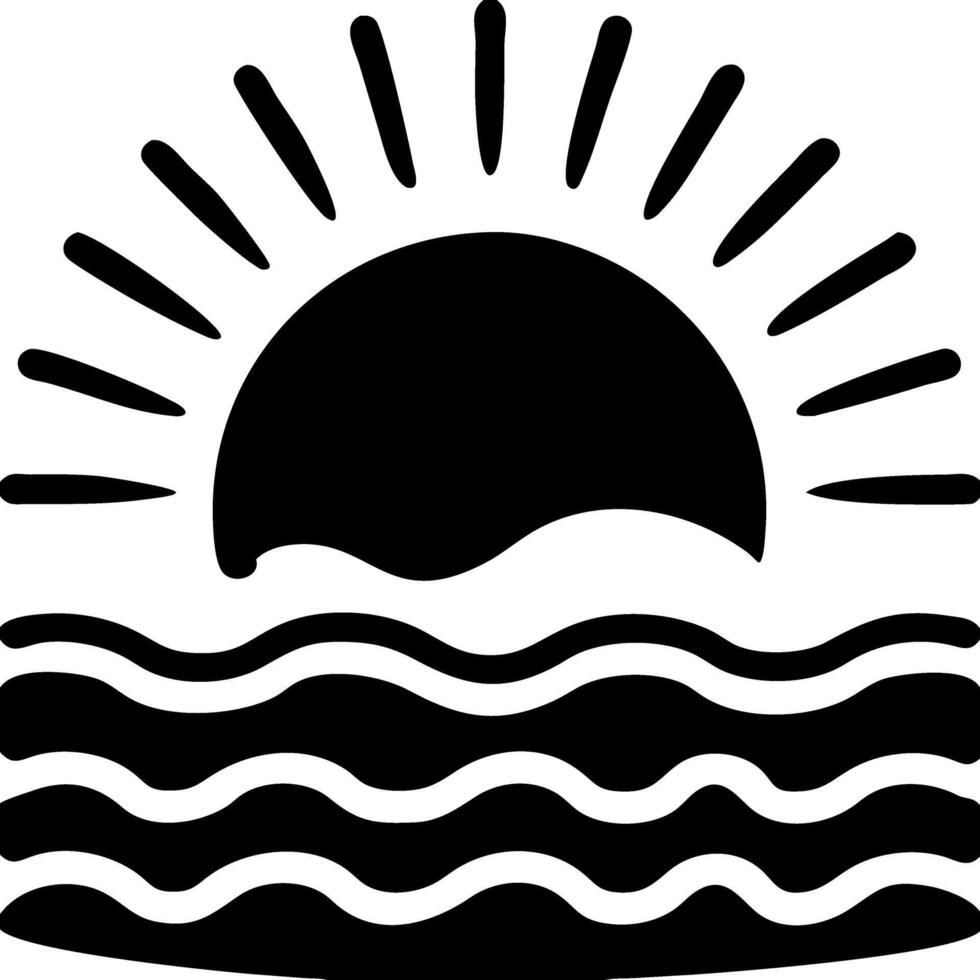 Sunset Over Ocean Waves Silhouette for Calm Inspirational Designs vector