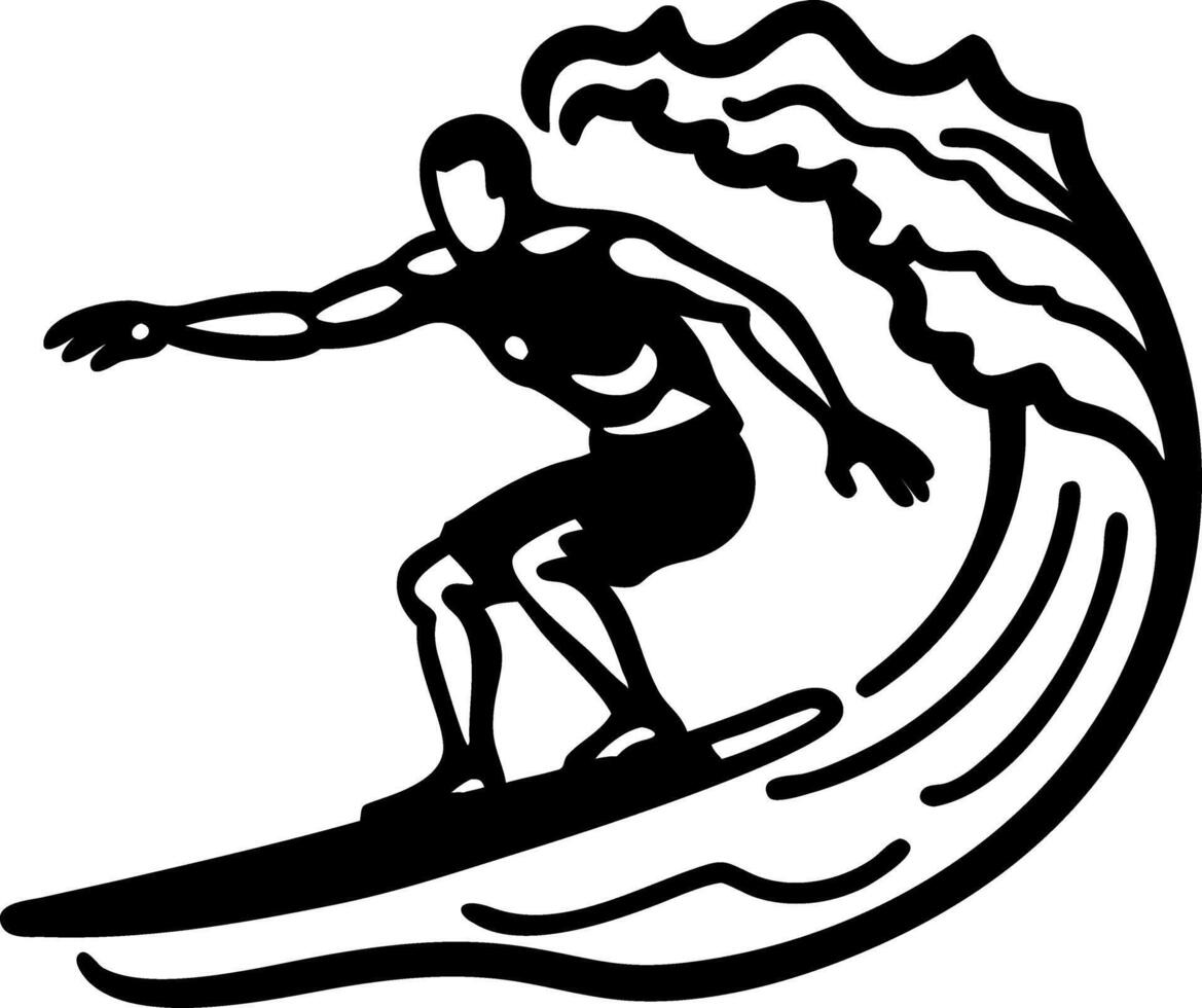 Surfer Riding Wave Silhouette for Adventure Art Designs vector
